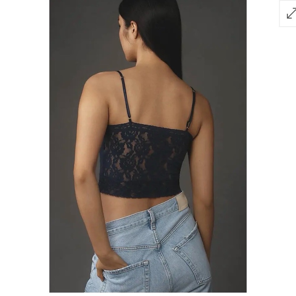 Anthropologie Navy Lace Cropped Cami - Picture 2 of 12